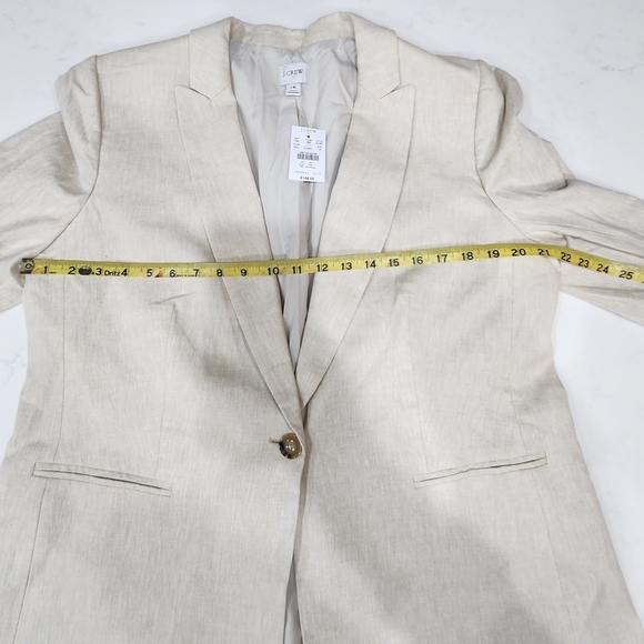 J.Crew Linen Cotton Holland Blazer Womens 16 Crosshatch Beige Jacket AL221 - Picture 4 of 7